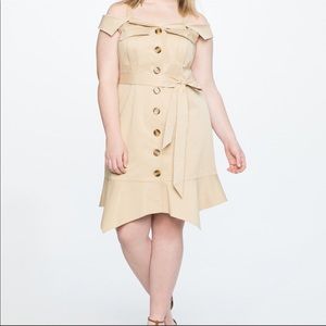 NWT Eloquii Trench Coat Style Off Shoulder Dress